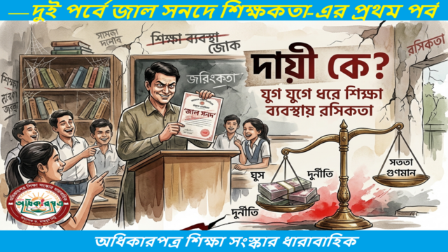 দায়ী কে? যুগ যুগ ধরে শিক্ষা ব্যবস্থায় রসিকতা —দুই পর্বে জাল সনদে শিক্ষকতা-এর প্রথম পর্ব